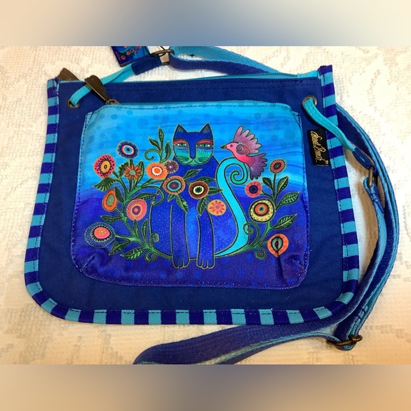 Laurel Burch Handbags - Laurel Burch Vibrant Blue Cat Crossbody Bag